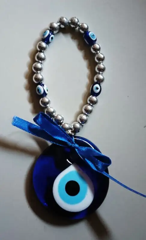 Vintage Cobalt Blue Glass Evil Eye Wall Hanger with Beads in Arts & Collectibles in Oshawa / Durham Region - Image 3