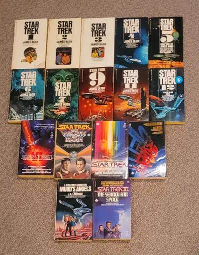 Lot of 16 vintage Star Trek paperback books, View more