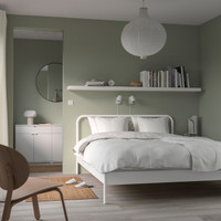 Ikea Double White Modern Metal Bedframe  - *Free Delivery 