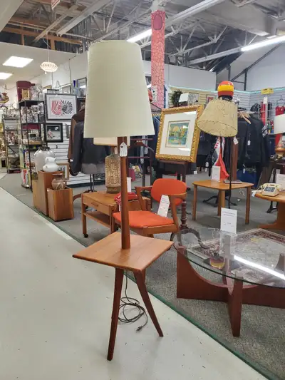 Mid Century Modern 1960's teak combination lamp/table, View more