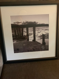 Ocean Wharf Framed Picture 22" X 22" Nice