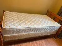 Single bed with box spring and mattress in great condition.