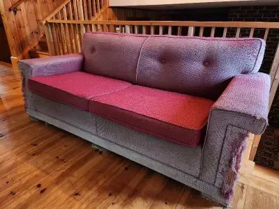 1970s wood-framed, sturdy sofa, View more
