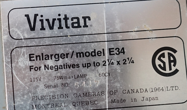 VIVITAR E-34 Agrandisseur pour Chambre Noire . Darkroom Enlarger dans Appareils photo et caméras  à Ville de Montréal - Image 4