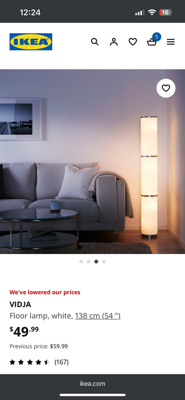 IKEA VIDJA floor lamp white (including bulbs!) in Indoor Lighting & Fans in City of Toronto - Image 3