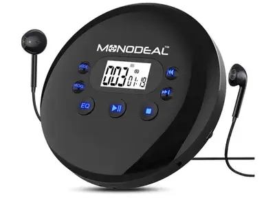 Portable CD Player, MONODEAL Rechargeable Personal Compact Disc CD Player with Headphones, Anti-Skip...