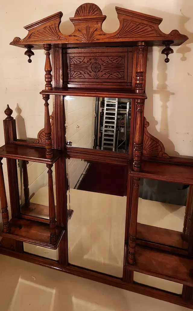 Beautiful Antique Parlor Mirror 6 Beveled Mirrors and 5 Shelves in Home Décor & Accents in Edmonton - Image 5