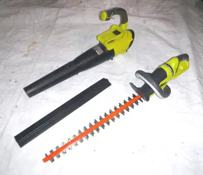 2 Ryobi 40V Blowers - Hedge Trimmer, View more
