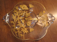 Assiette de service Caprice Cambridge glass gold inlay