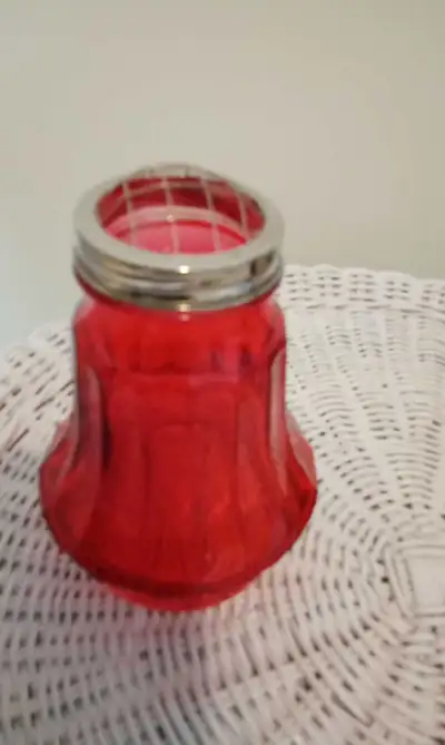 Red Glass Flower Frog Vase, View more
