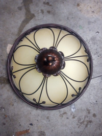 16 inch glass and metal light fixture