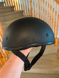Black open-face Zox, motorcycle helmet, with box.
