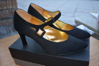 Black Satin Shoes Size 9