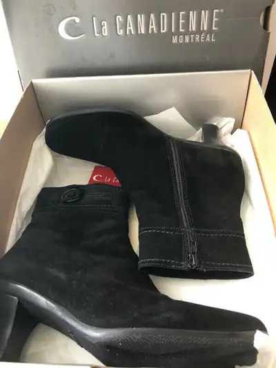 La Canadienne BLACK Suede Leather Ankle Boots - Made in Canada, View more