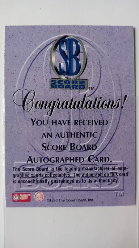 1996 Score Board Collection Walter McCarty Rookie Auto RC NBA in Arts & Collectibles in St. Catharines - Image 4