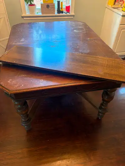 Solid dining room table with one leaf, View more