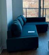 FRIHETEN corner sofa bed dark grey with storage