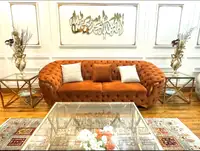 Tuted velvet Sofa with arm chair (set)