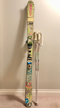 Roxy Hocus Pocus Skis N9 Bindings Poles Set Twin Tip Girls Women