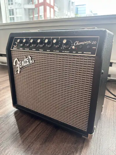 Fender Champion 20, Guitar Amplifier, Black- Bundle with Cable, View more