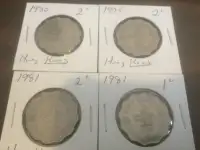 Coins from Hong Kong 1960,1975, 1976, 1978, 1979, 1980, 1987