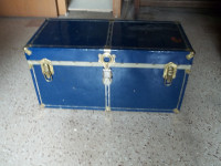 Vintage Blue Metal Chest with tray