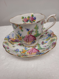 Rare VTG Footed Royal Albert “Lady Gay” Cup & Saucer