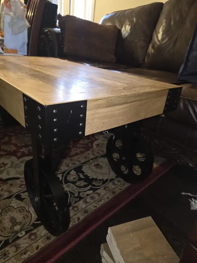 Antique Handmade Wooden Mango Wood Coffee Table With Wheels  in Coffee Tables in Oakville / Halton Region - Image 9