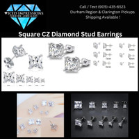 Diamond CZ Square Stud Earrings 