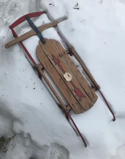Vintage 1960’s Flexible Flyer Wood & Metal Child’s Sled, View more