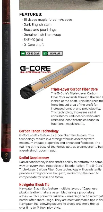 McDermott G-Core Pool Cue G-209, View more