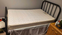 Twin Bed, frame, box spring, mattress, and bedding