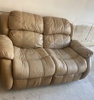 Leather Reclining Sofa and Loveseat Set, View more