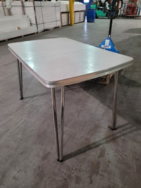 Storage clear out. Antique chrome table ? Used bins, carpet tile