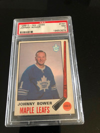 1969 OPC Johnny Bower graded PSA 7 card # 187