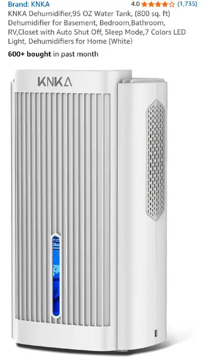  KNKA Dehumidifier,95 OZ Water Tank, (800 sq. ft) Dehumidifier, View more