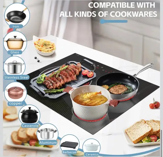 Noxton 24 Inch Electric Cooktop 3 Burners Electric Stove Top, Bu in Stoves, Ovens & Ranges in Hamilton - Image 5