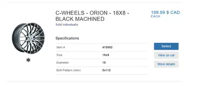 4*Costco 18 inches Alloy Wheels Official URL: https://www.c-wheels.ca/pages/wheels-searh?type=Wheels...
