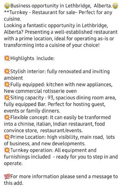 Restaurant for sale, View more