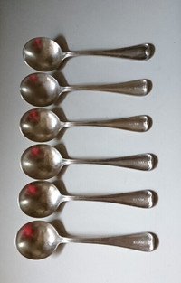 Antique O C A 1 X Silver Plated Round Bowl Spoons Set of 6