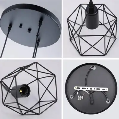 Industrial 3-Light Cage Pendant Light – Farmhouse Vintage | E26, View more