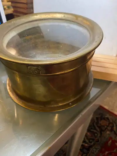ANTIQUE BRASS SHIP / BOILERROOM CLOCK CASE GLASS, View more