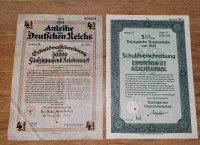 Antique 1937&1942  WW2 Era Nazi Germany Municipal Bunds Each $30