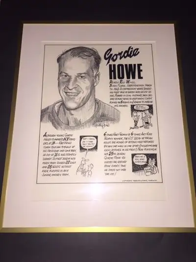 Absolutely amazing rare one of a kind original cartoons of prominent former professional hockey play...