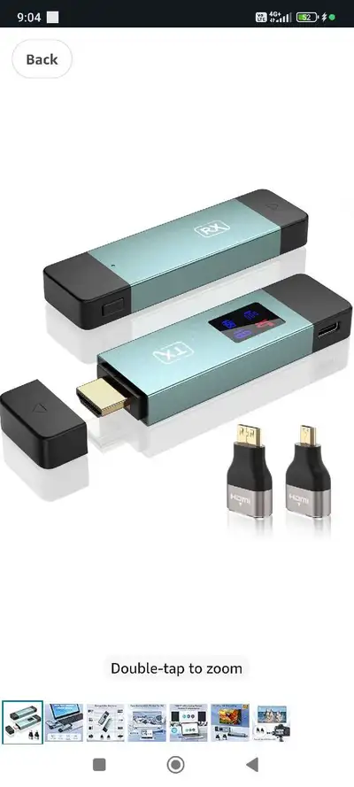 Wireless HDMI Transmitter and Receiver with Adapter, LED Display, View more