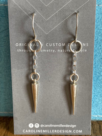 Gorgeous Sterling Silver CAROLINE MILLER Pendulum Earrings