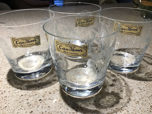 SET OF OLD FASHIONED GLASSES, CORNFLOWER DESIGN in Kitchen & Dining Wares in La Ronge