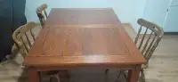 Hard wood table and chairs. 
