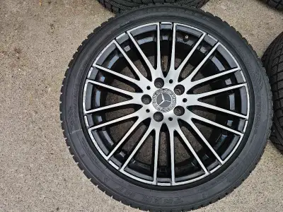Set of 4 original 18" mercedes benz C-CLASS rims with winter tires on them 225/45/R18, 245/40/R18. R...