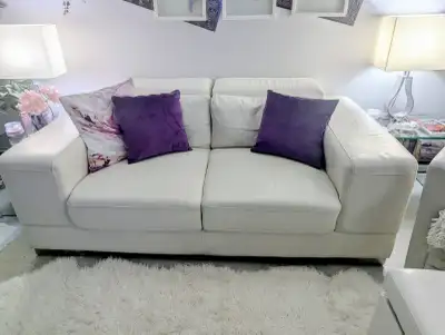 White Faux Leather Love Seat, View more